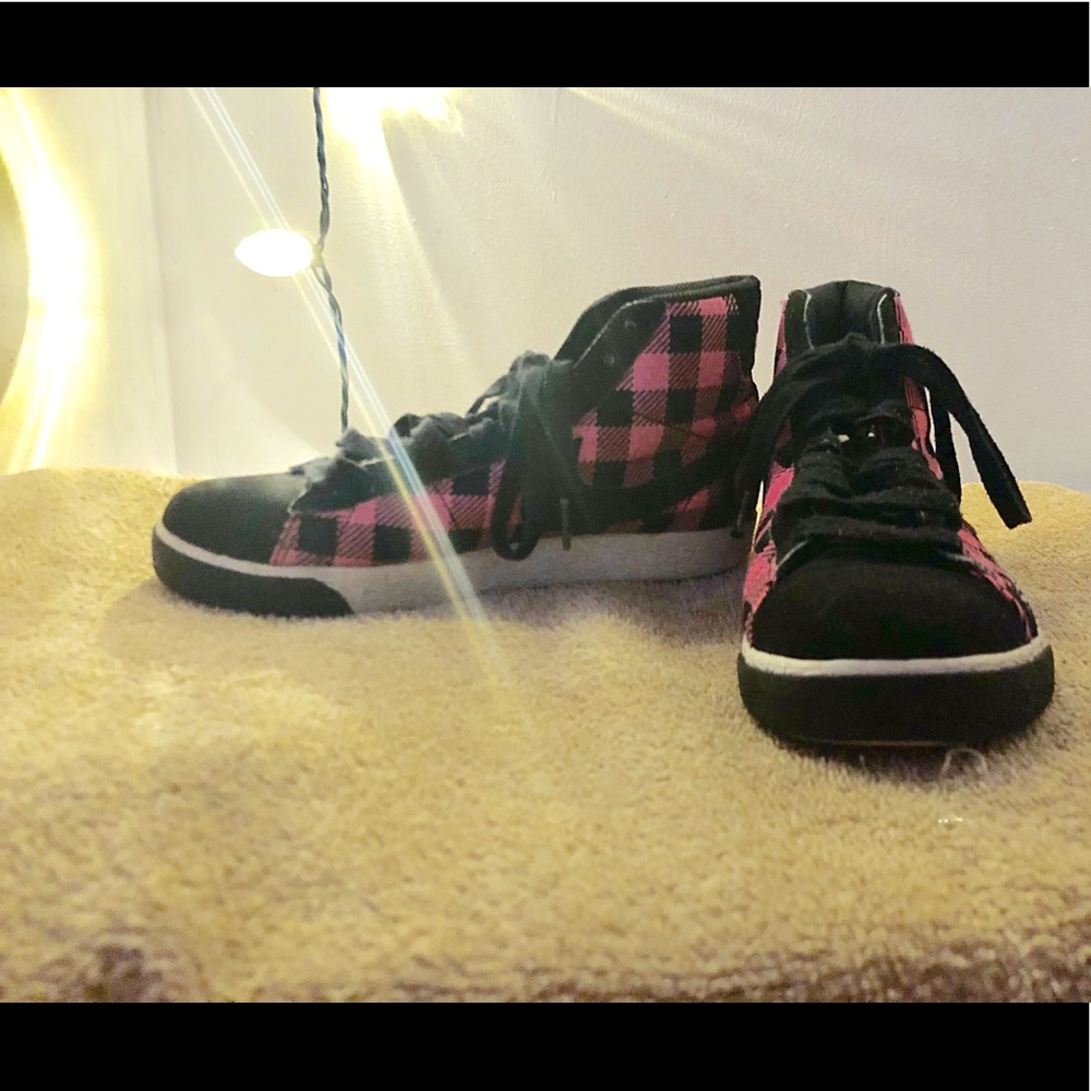 Pink and Black Checkerboard Nikes